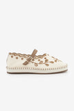 Forven Ecru Linen Women’s Embroidered Strappy Jute Espadrille Ballet Flats