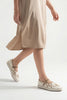 Forven Ecru Linen Women’s Embroidered Strappy Jute Espadrille Ballet Flats