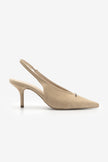 AGIRA Beige Suede Buckle Detail Pointed Toe Women’s Stiletto Heels