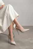 LIKOSE Offwhite Buckle Detail Classic Pointed Toe Women’s Stiletto Heels