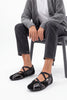 Dorevu Black Multi-Panel Cross-Strap Casual Women's Sneakers