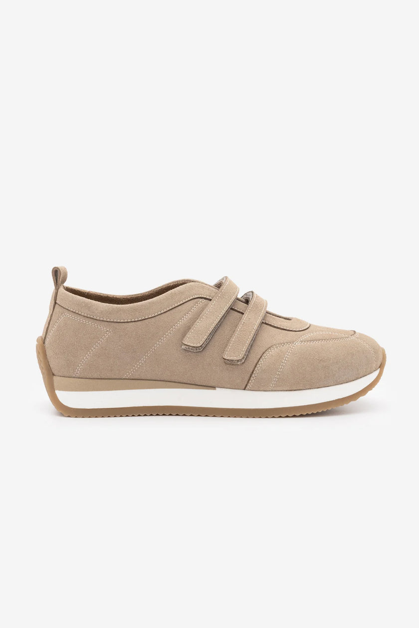 Golyate – Beige Suede Women’s Double-Strap Mary Jane Sneakers