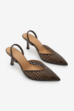ARFES Coffee Woven Elastic Pointed Toe Women’s Stiletto Heels