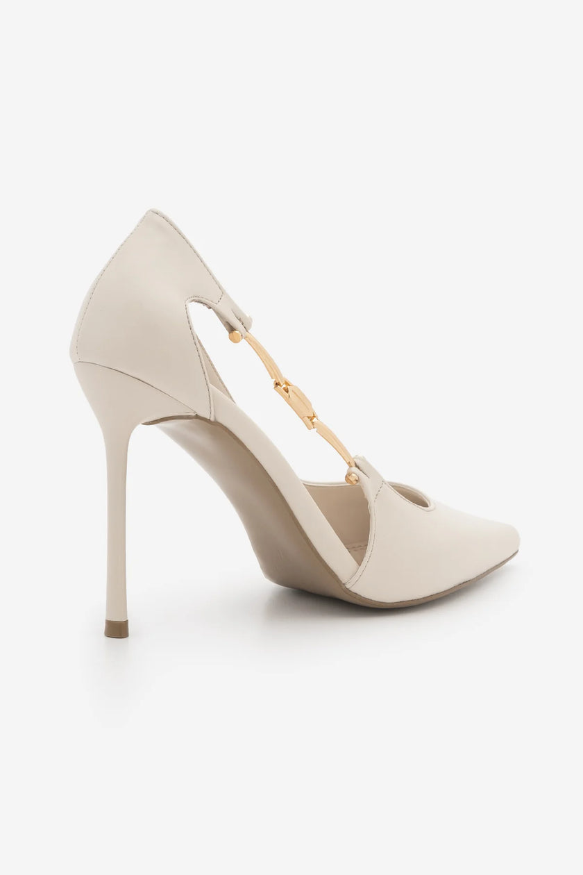 LIKOSE Offwhite Buckle Detail Classic Pointed Toe Women’s Stiletto Heels