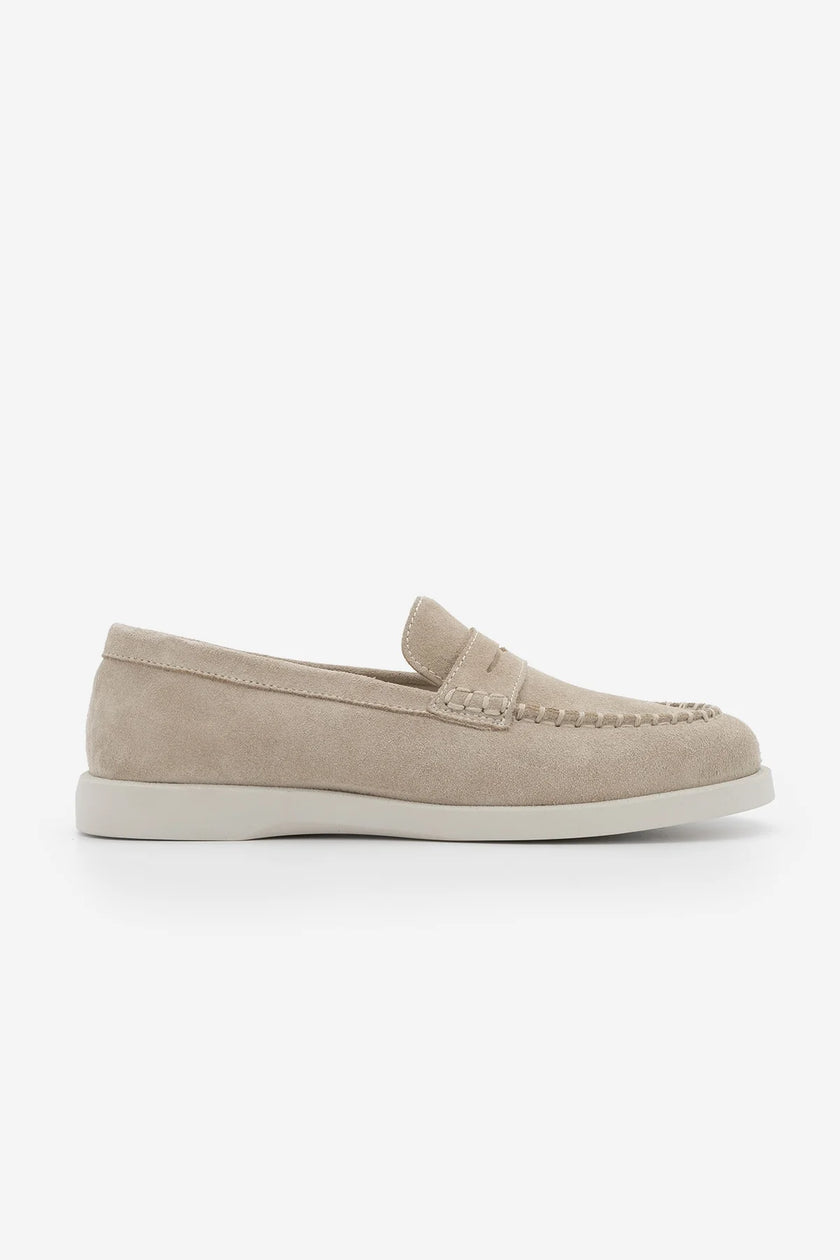 GINAR Beige Suede Genuine Leather Women’s Loafer Casual Shoes