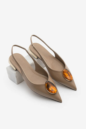 VILSA Mink Pointed Toe Buckle Detail Women’s Ballet Flats