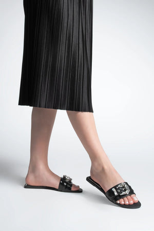 Women's Stoned Casual Slippers Bernit - Black