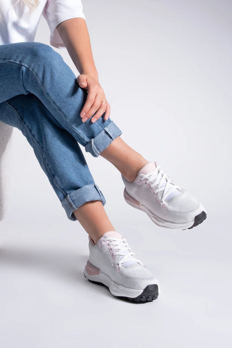 Women's Sneaker Knitted Tricot Running and Walking Sports Shoes Sinta - Powder