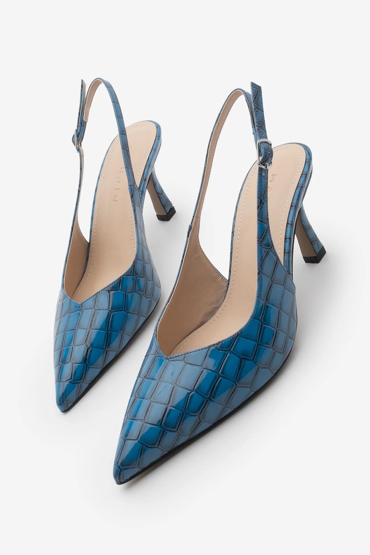 Women's Stiletto Pointed Toe Heel Shoes Andis - Blue Croco