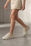 Kotnel Beige Suede Women’s Thick Sole Sports Sneakers