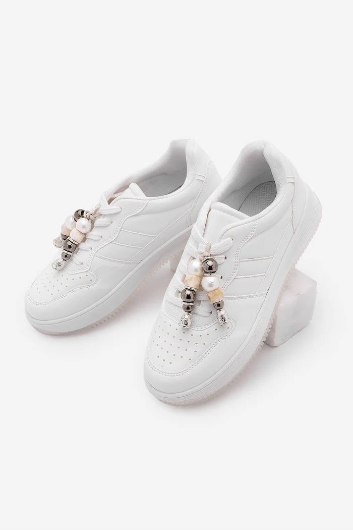TIVALI White Beaded Buckle Detail Women’s Sneakers | FOOTWEAR | Sneakers | Lebbse TIVALI White Beaded Buckle Detail Women’s Sneakers | FOOTWEAR | Sneakers | Lebbse