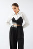 قميص نسائي قصير مخطط بتفاصيل متطابقة - Match Detailed Striped Crop Shirt