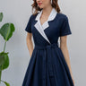 Midi Double Breasted Dress - NAVY BLUE - Lebbse