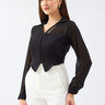 Multi Chiffon Crepe Shirt Black - Lebbse