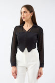Multi Chiffon Crepe Shirt Black - Lebbse