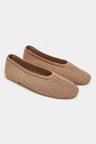 LIPS Dark Beige Knit Mesh Flat Women’s Ballet Flats