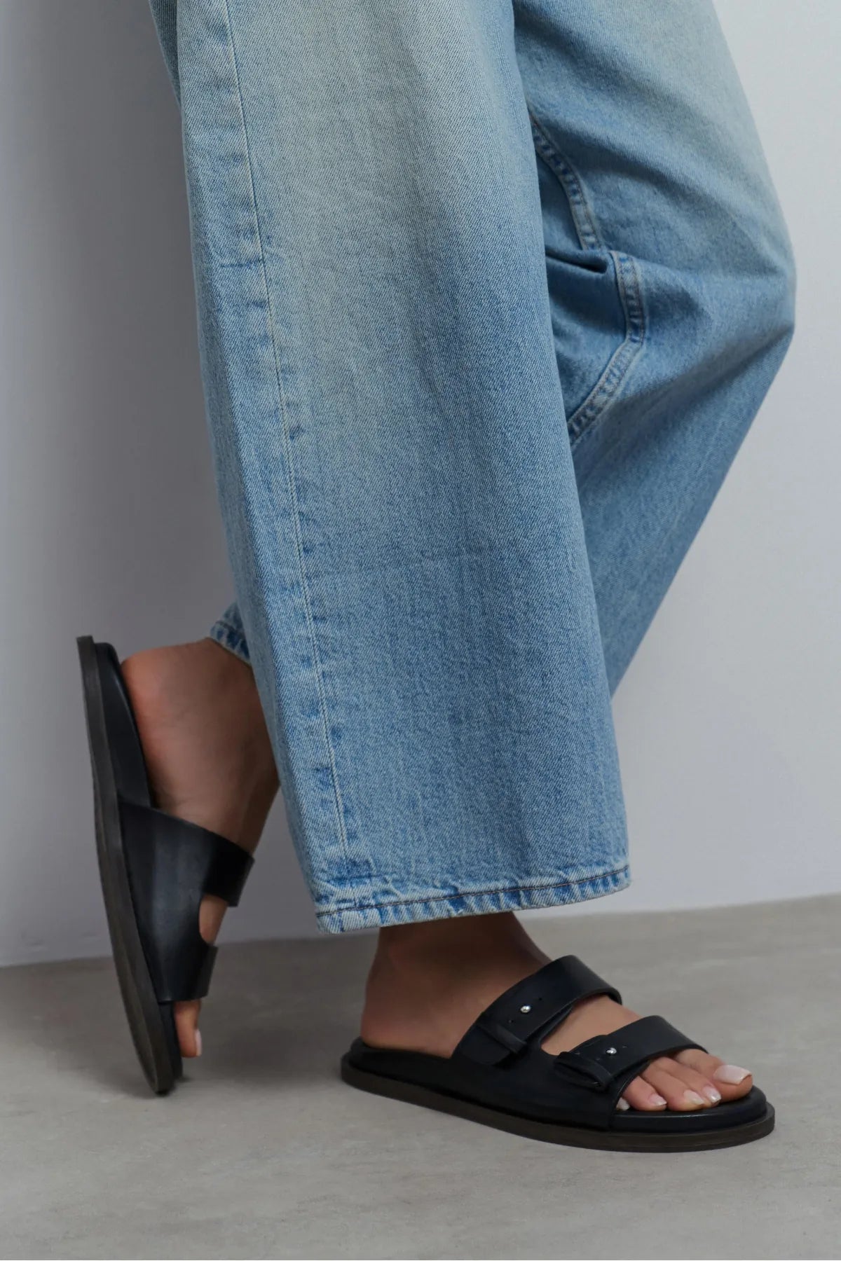 CUTE Black Rustic Double Strap Flat Sole Women’s Slippers | FOOTWEAR | Slipper | Lebbse CUTE Black Rustic Double Strap Flat Sole Women’s Slippers | FOOTWEAR | Slipper | Lebbse
