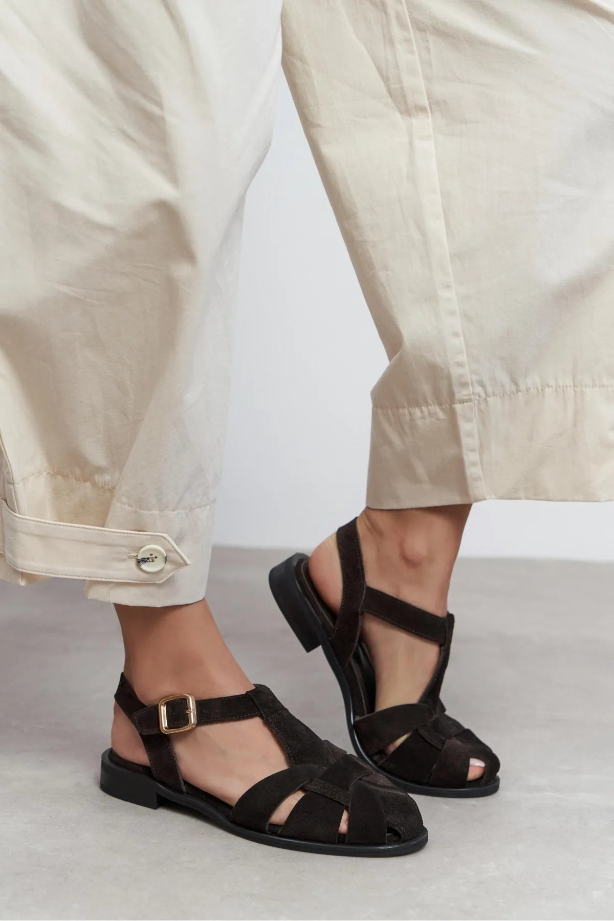 CERES Bitter Brown Genuine Suede Leather Buckle Detail Low Heel Women’s Sandals | FOOTWEAR | SANDALET | Lebbse CERES Bitter Brown Genuine Suede Leather Buckle Detail Low Heel Women’s Sandals | FOOTWEAR | SANDALET | Lebbse