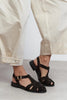 CERES Bitter Brown Genuine Suede Leather Buckle Detail Low Heel Women’s Sandals