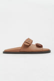 CUTE Light Tan Rustic Double Strap Flat Sole Women’s Slippers