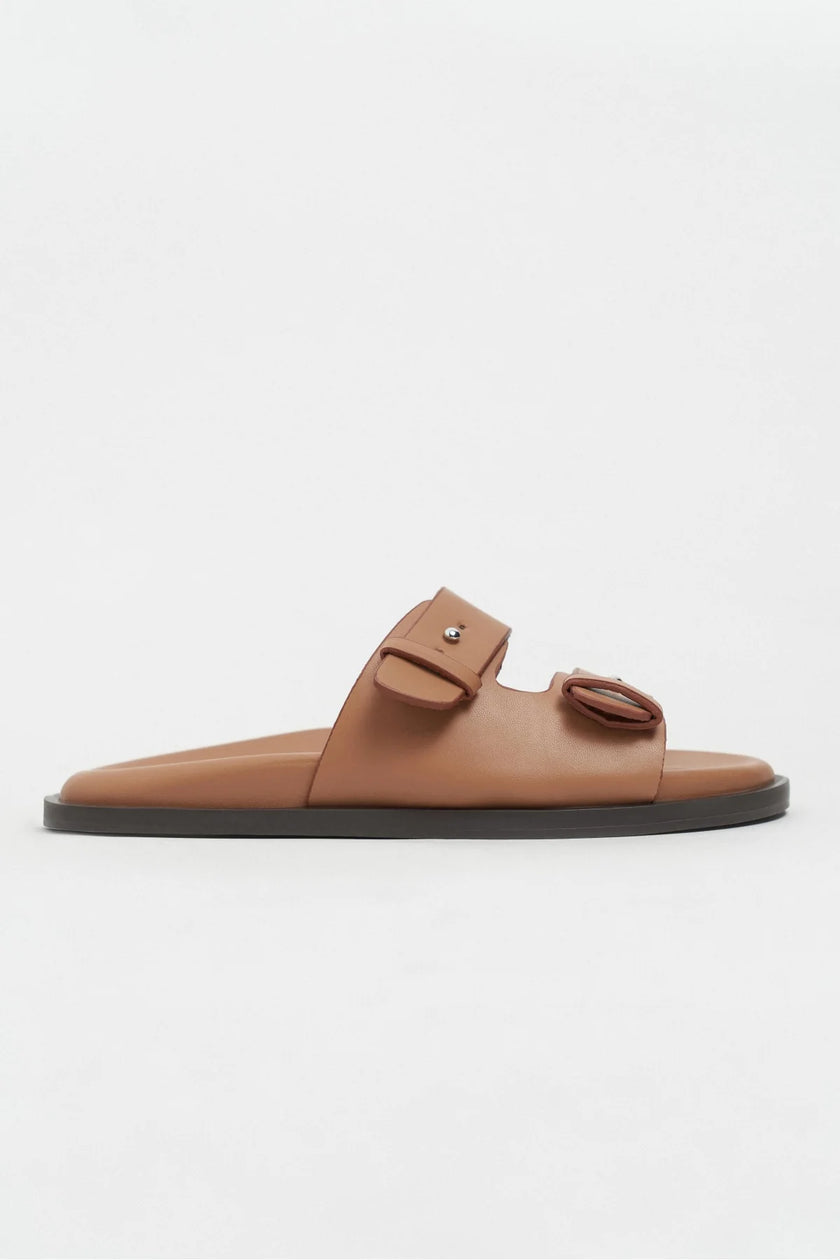 CUTE Light Tan Rustic Double Strap Flat Sole Women’s Slippers