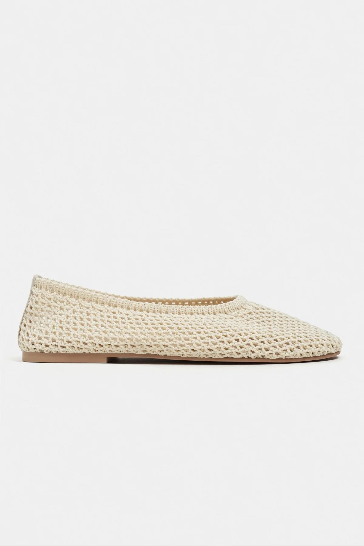 LIPS Beige Knit Mesh Flat Women’s Ballet Flats