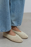 LIPS Beige Knit Mesh Flat Women’s Ballet Flats
