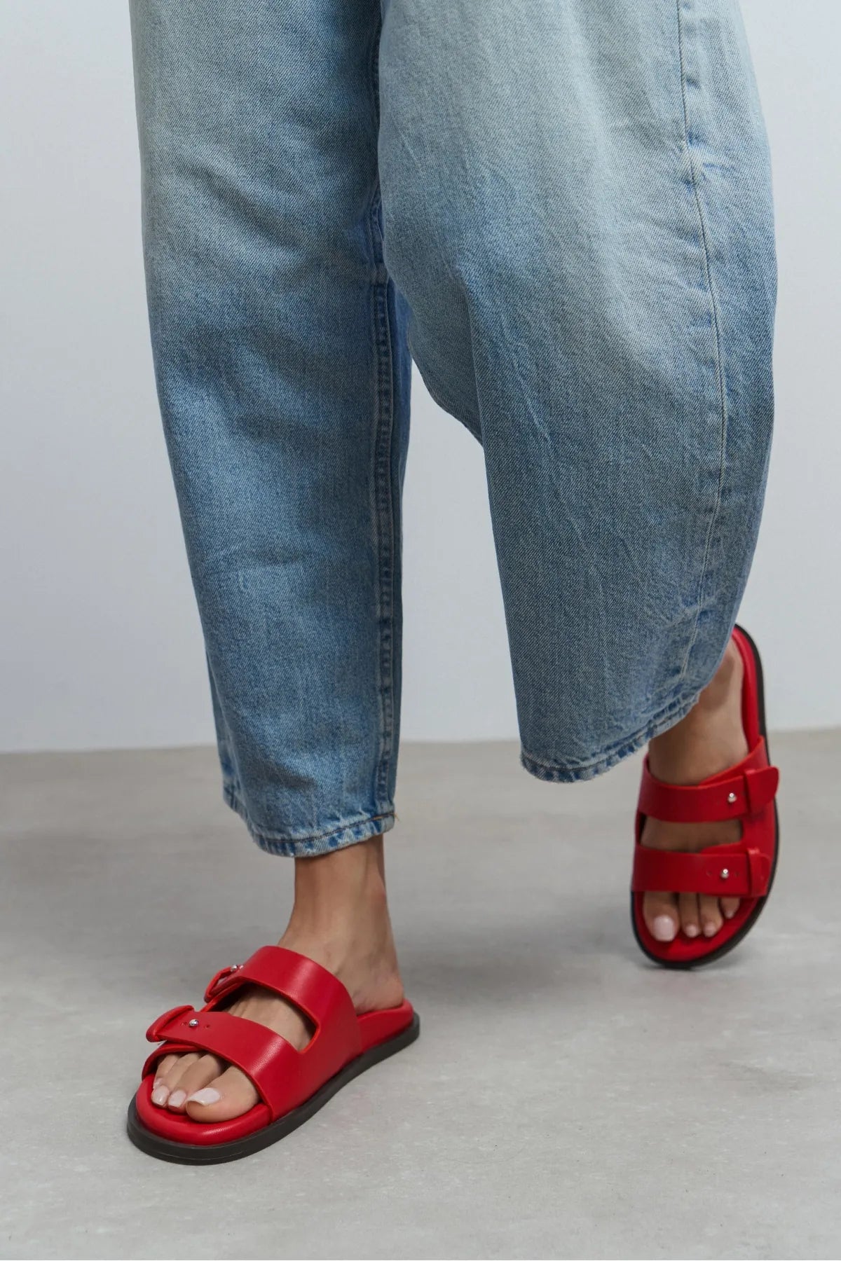 CUTE Red Rustic Double Strap Flat Sole Women’s Slippers | FOOTWEAR | Slipper | Lebbse CUTE Red Rustic Double Strap Flat Sole Women’s Slippers | FOOTWEAR | Slipper | Lebbse