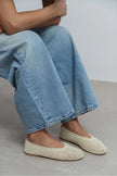 LIPS Beige Knit Mesh Flat Women’s Ballet Flats