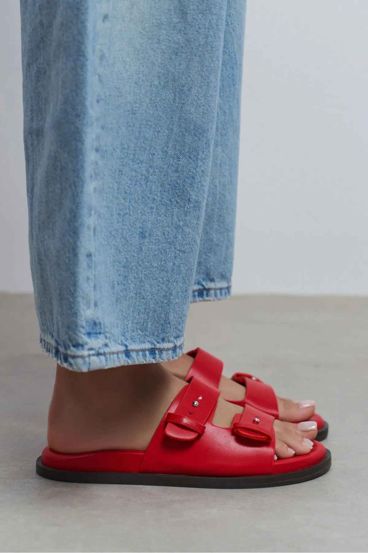 CUTE Red Rustic Double Strap Flat Sole Women’s Slippers | FOOTWEAR | Slipper | Lebbse CUTE Red Rustic Double Strap Flat Sole Women’s Slippers | FOOTWEAR | Slipper | Lebbse