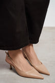 MEGY Nude Matte Pointed Toe Slingback Buckle Detail Women’s Heels