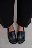 AUDRE Black Matte Women’s Flat Loafers