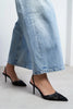 Shine Black Beaded Mesh Pointed-Toe Women's Heeled Shoes