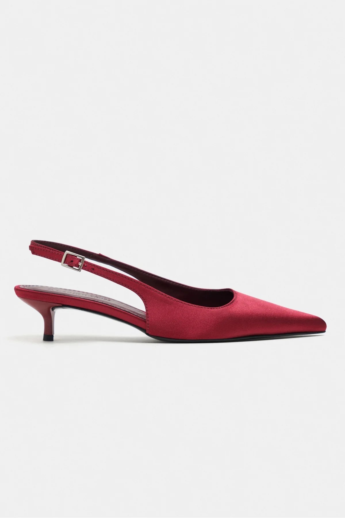 ROVIA Burgundy Satin Pointed-Toe Thin Heel Women's Shoes