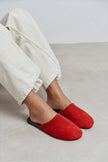 MODI RED SUEDE LEATHER WOMEN’S CLOSED SLIPPERS