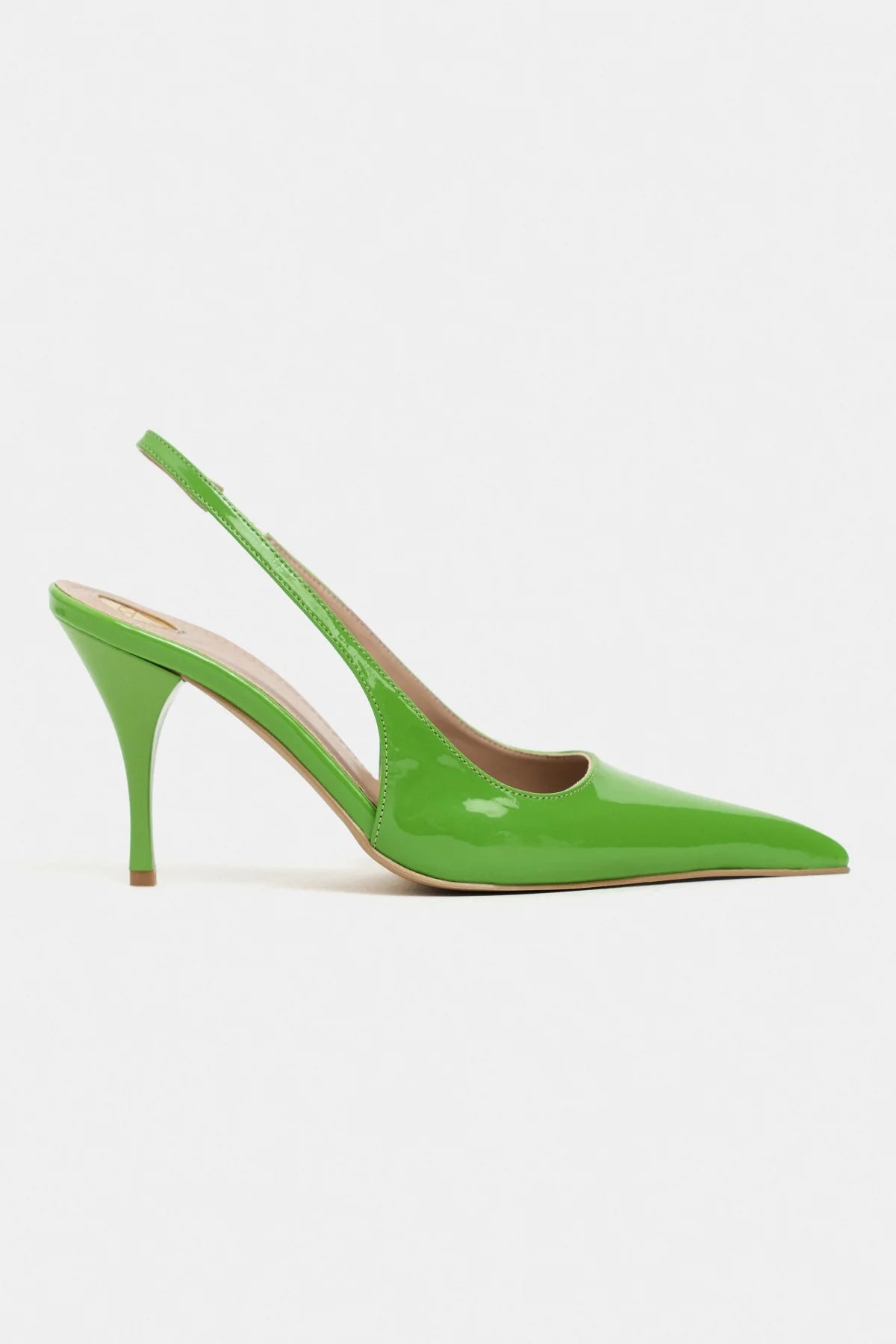 MEHRU Green Patent Buckle Detail Pointed Toe Women’s Heels