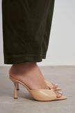 RODI Nude Matte Pointed Toe Women’s Thin Heel Mule Sandals