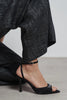 TANIA Black Satin Ankle-Strap Stiletto Heels