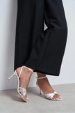 ZARIA PEARL SATIN CAGED OPEN-TOE WOMEN’S HIGH HEEL SANDALS