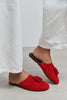 NELLA RED GENUINE SUEDE LEATHER TASSEL DETAIL WOMEN’S FLAT SLIPPERS