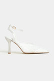 AVENY White Lace Embroidered Back Strap Women’s Heel Shoes