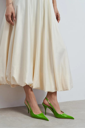 MEHRU Green Patent Buckle Detail Pointed Toe Women’s Heels