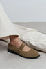 MERLA Rome Beige Suede Genuine Leather Buckle Detail Women’s Ballet Flats