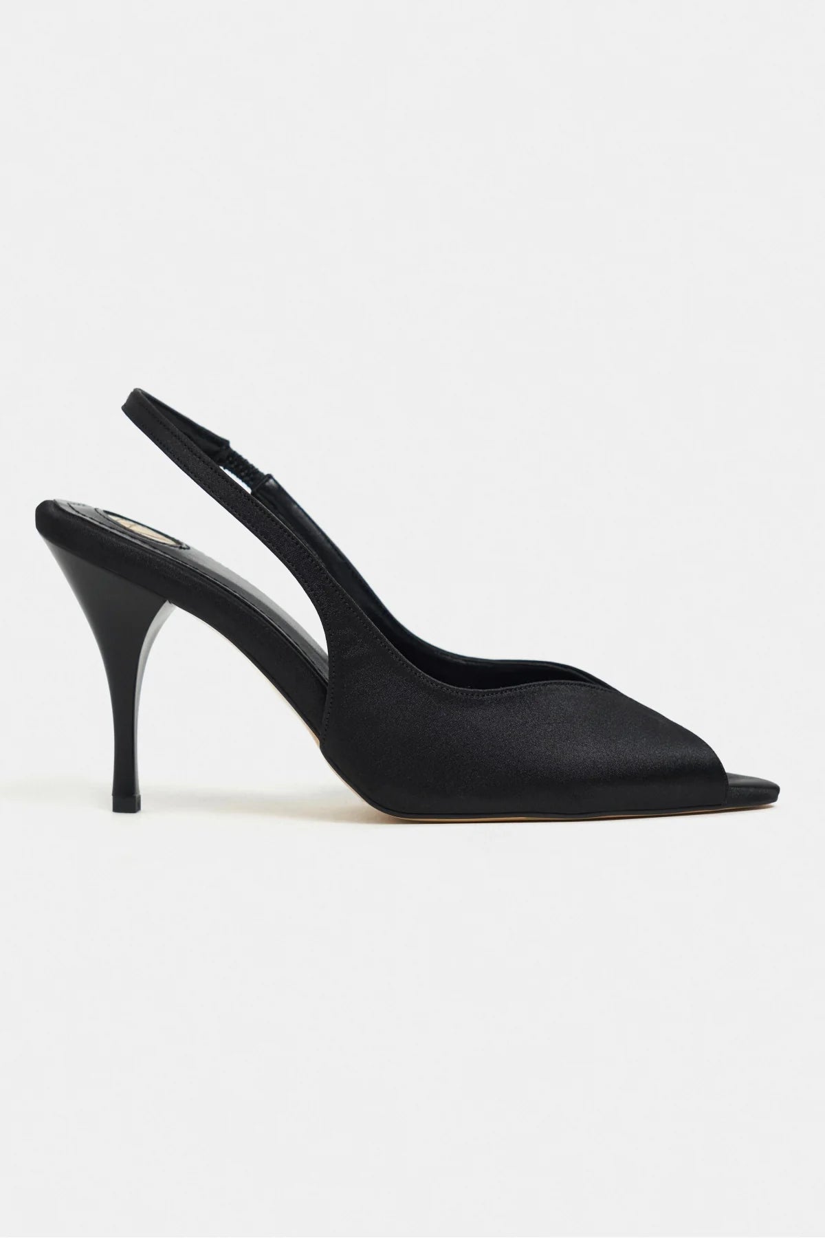 ROXY Black Satin Ankle Strap Open Toe Women’s Heels