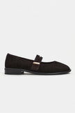 MERLA Bitter Coffee Suede Genuine Leather Buckle Detail Women’s Ballet Flats
