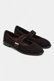 MERLA Bitter Coffee Suede Genuine Leather Buckle Detail Women’s Ballet Flats