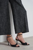 TANIA Black Satin Ankle-Strap Stiletto Heels