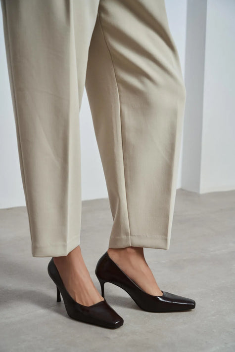 ZIVY Coffee Rustic Patterned Blunder Toe Closed Heel Women’s Shoes