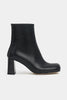 JUNO BLACK MATTE ZIPPERED THICK-HEELED CUFF-TOE WOMEN'S BOOTS