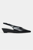 NINO Black Rustic Scuba Fabric Back Strap Pointed Toe Women’s Wedge Heels